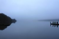 Coniston Jetty, mist, reflection, Lake District, credit Richard Medrington